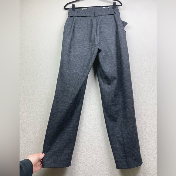 A.L.C. Women's 10 Diego Paperbag Trousers Belted Tapered Leg Grey Stripe Metalli - Picture 11 of 16